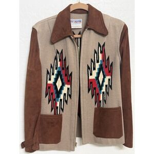 Vintage Californian Sportswear Co Woven leather jacket Coat Small Chimayo Style